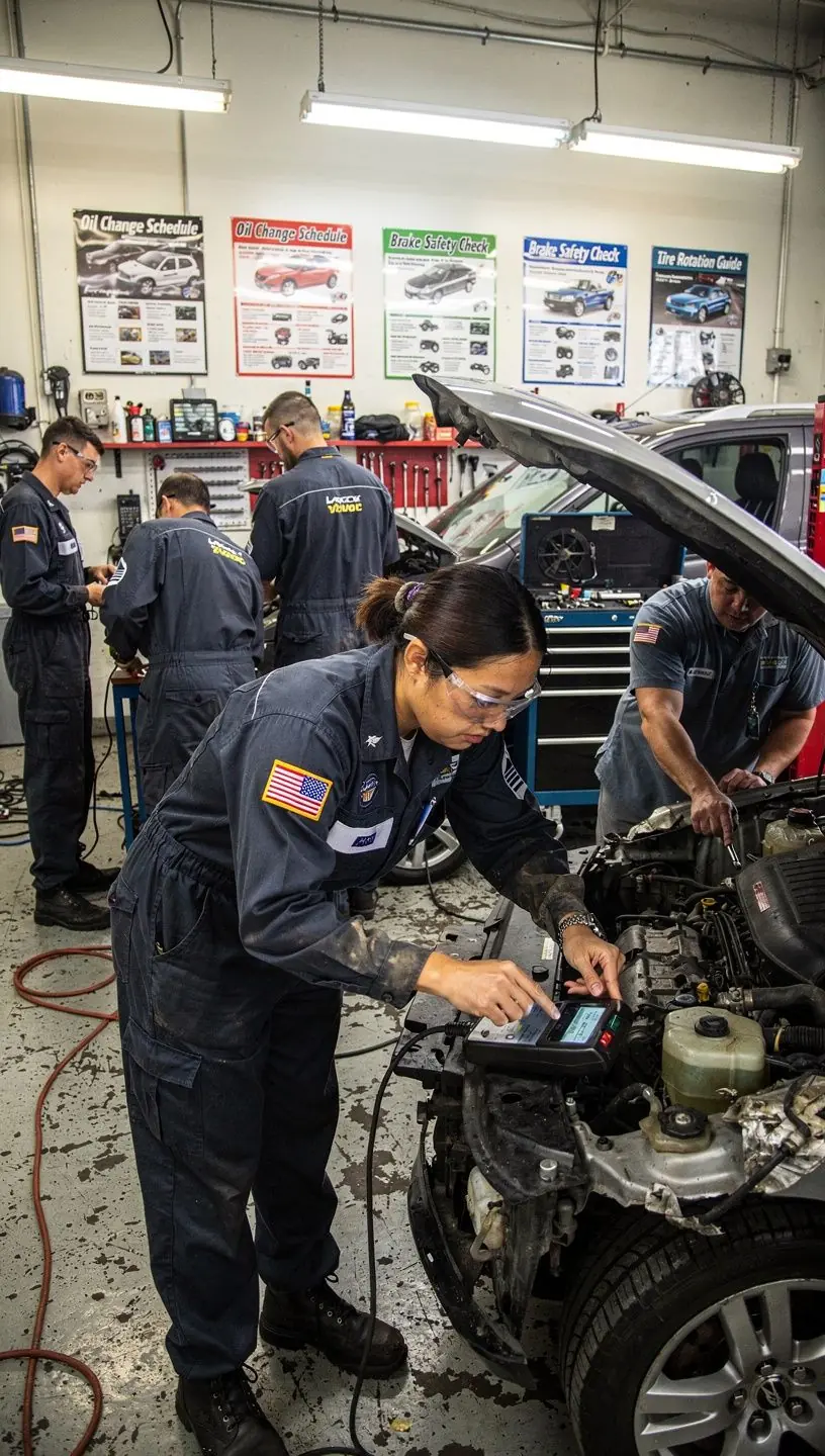 Żołnierz sprawdzający polisę ubezpieczeniową swojego samochodu w biurze.