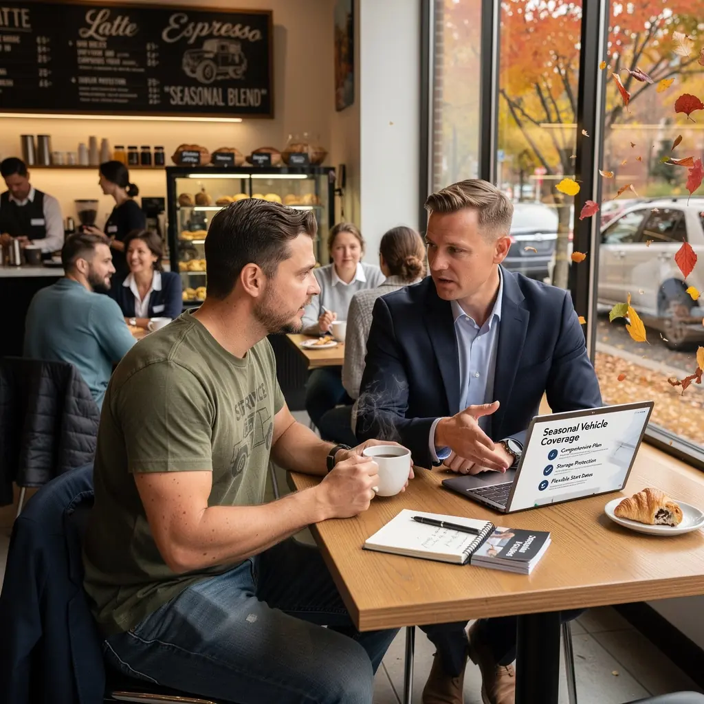Rodzina rozmawiająca o zabezpieczeniach ubezpieczeniowych dla samochodów w trakcie wakacji.