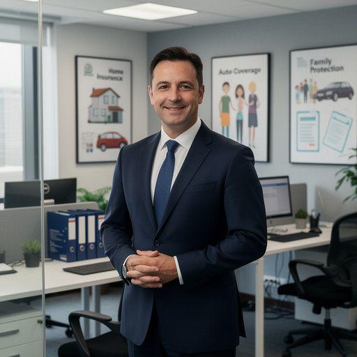 Kobieta w mundurze konsultująca się z agentem ubezpieczeniowym.